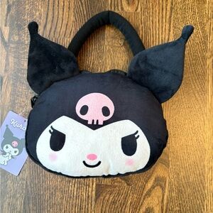 Sanrio Kuromi Plush Mini Purse Bag with Handle Pink Skull